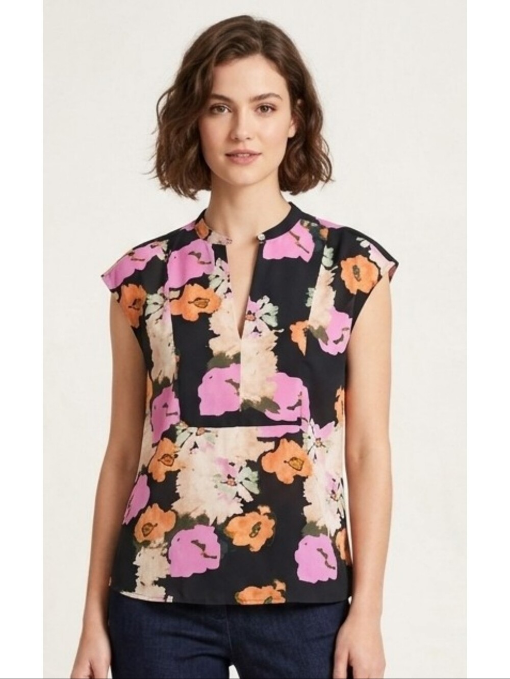 J.Crew Drapey Cap Sleeve Top Black Multicolor Size XS